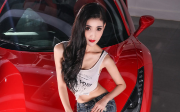 Картинка автомобили -авто+с+девушками фон взгляд девушка азиатка автомобиль