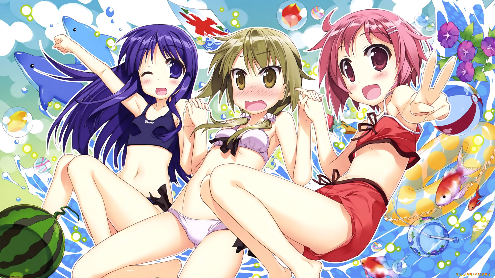 аниме, unknown, , другое, yuyushiki, nonohara, yuzuko, ichii, yui, hinata, yukari