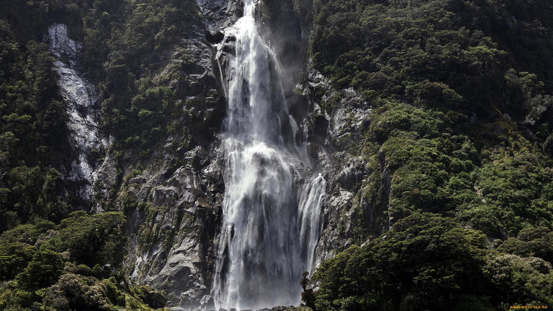 природа, водопады, водопад, fiordland, камни, новая, зеландия, скала