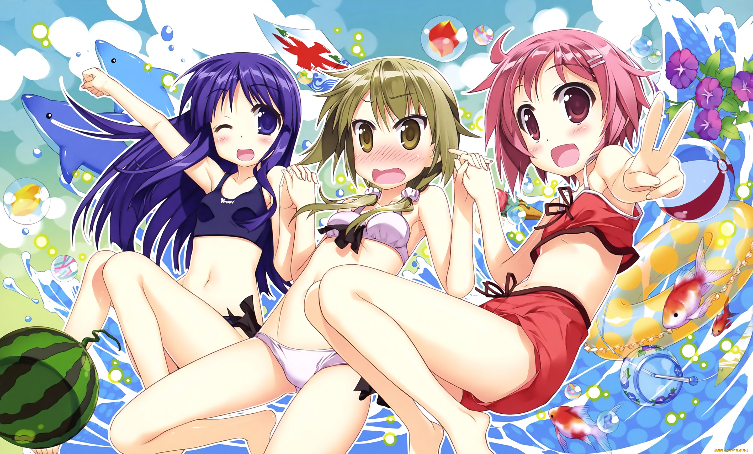 аниме, unknown, , другое, yuyushiki, nonohara, yuzuko, ichii, yui, hinata, yukari