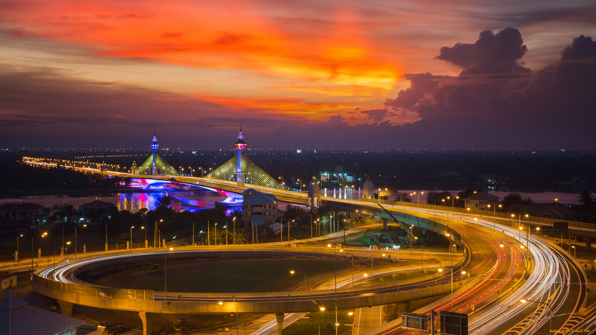 bangkok, города, бангкок, , таиланд, панорама, огни, ночь