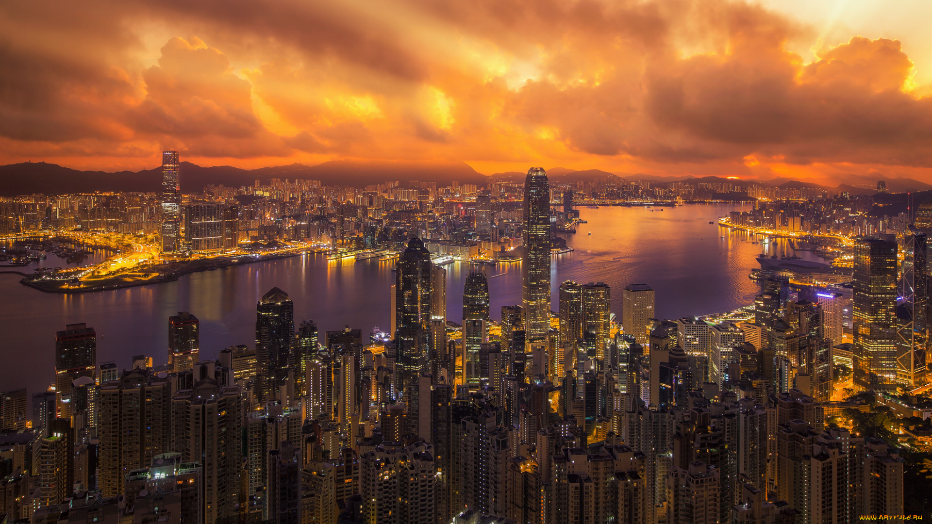 victoria, peak, , victoria, harbor, , hongkong, city, , kowloon, city, города, гонконг, , китай, панорама, огни, ночь