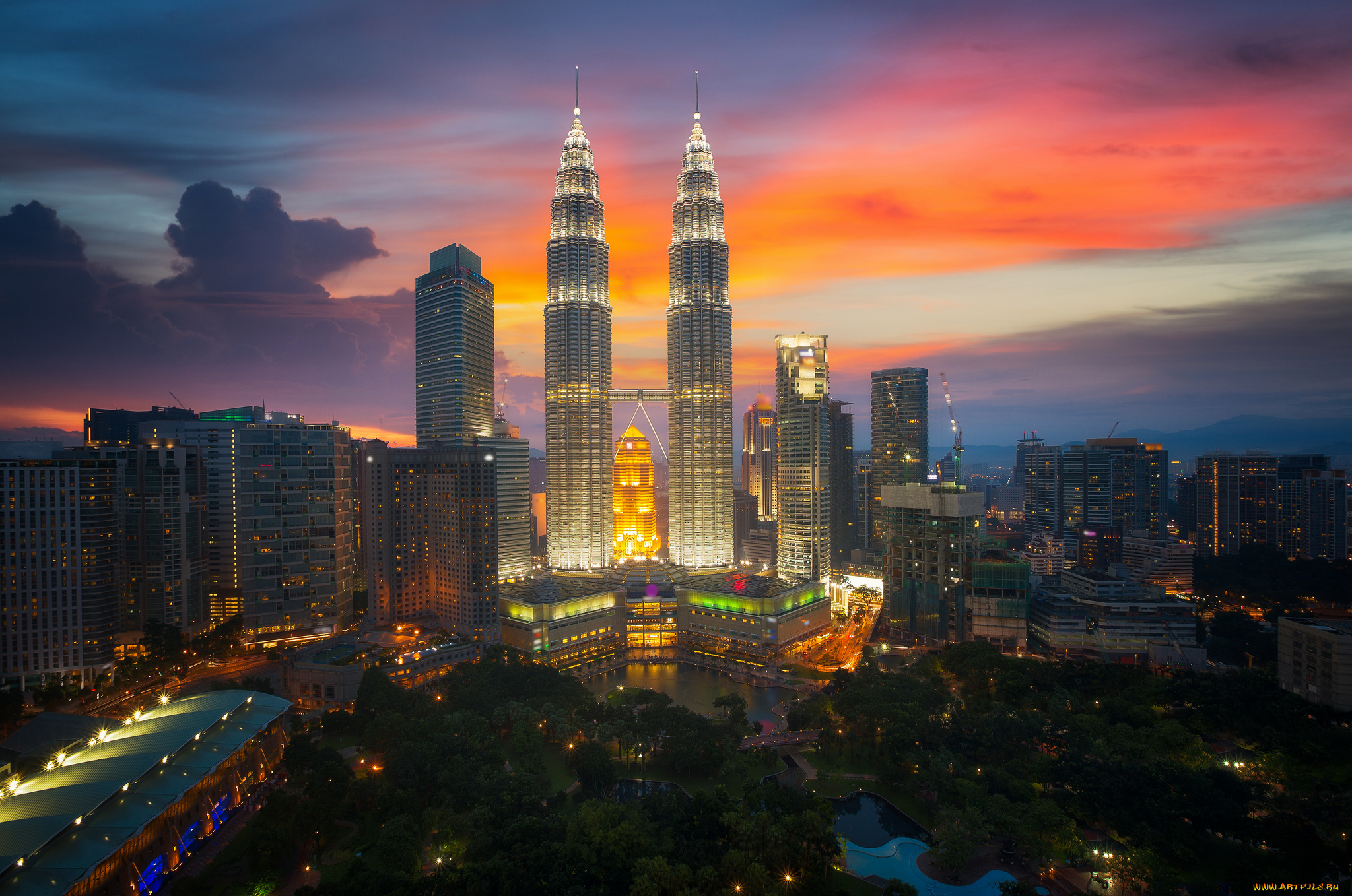 twin, tower, города, куала-лумпур, , малайзия, башни, панорама