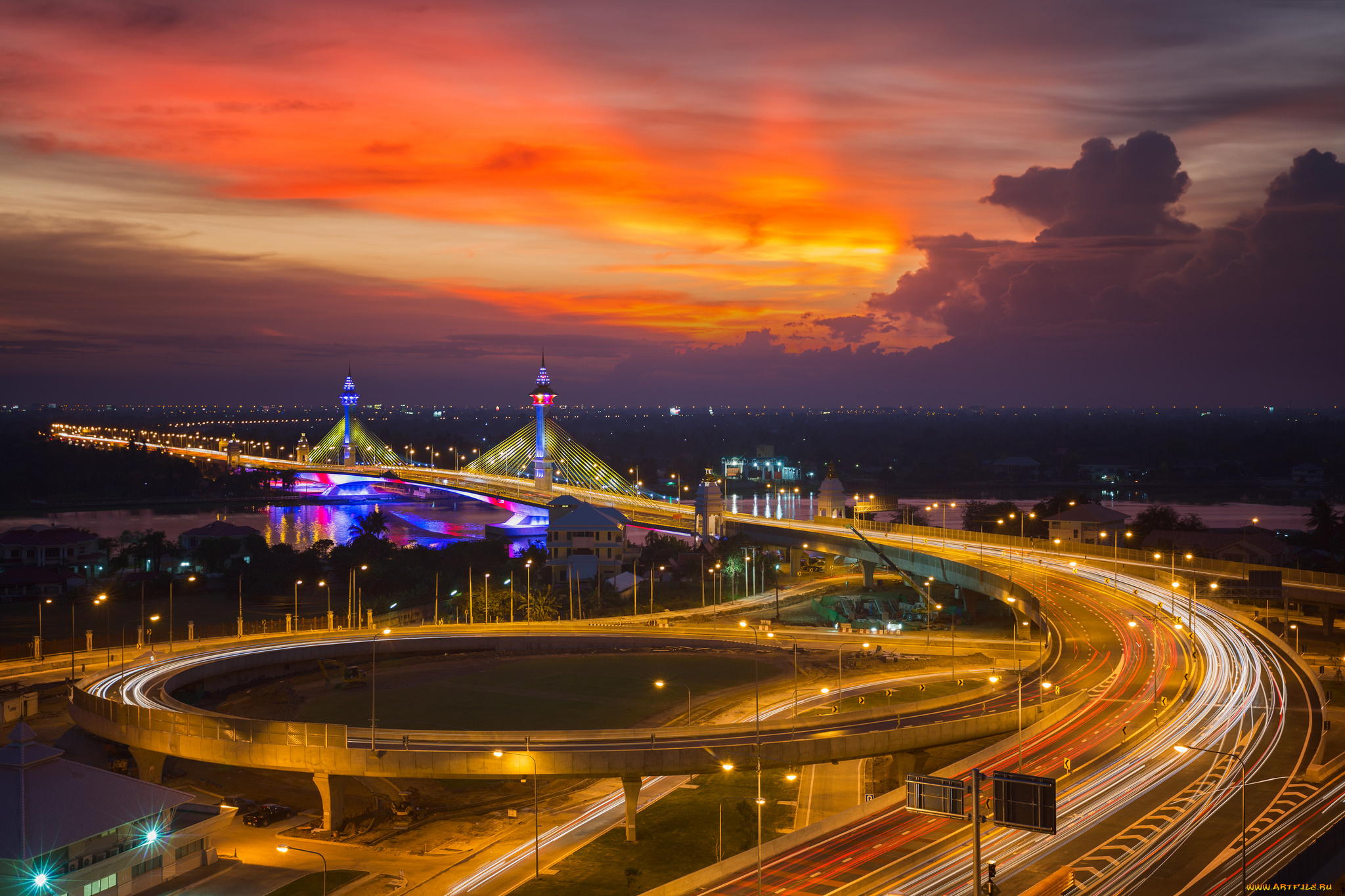 bangkok, города, бангкок, , таиланд, панорама, огни, ночь