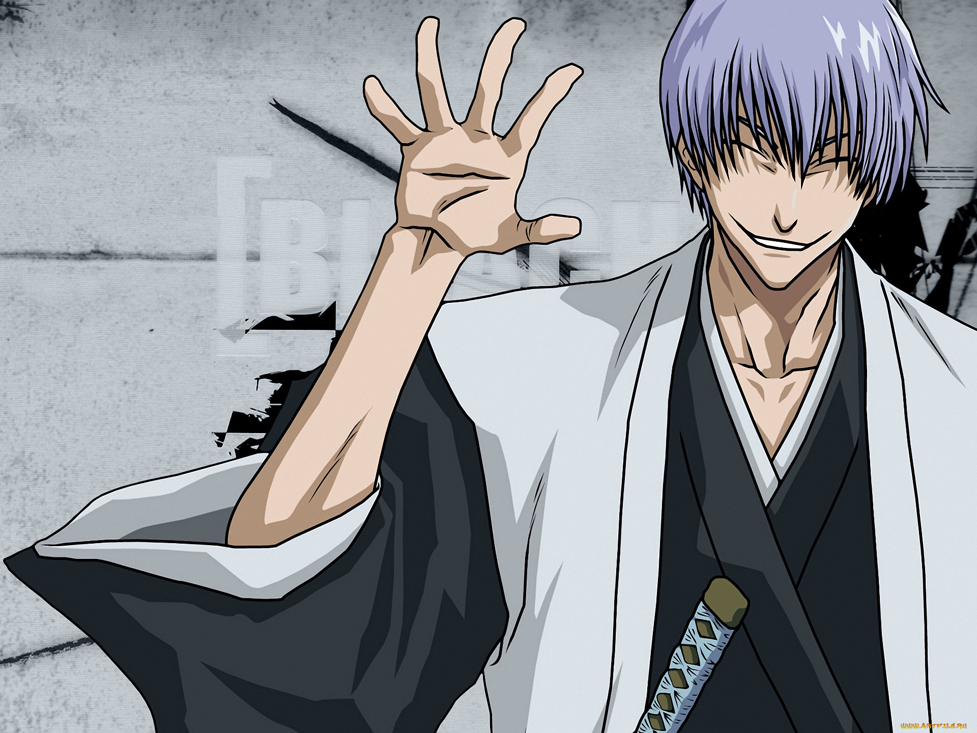 аниме, bleach, gin, ichimaru, gotei, 13, captain, shinigami, шинигами, улыбка