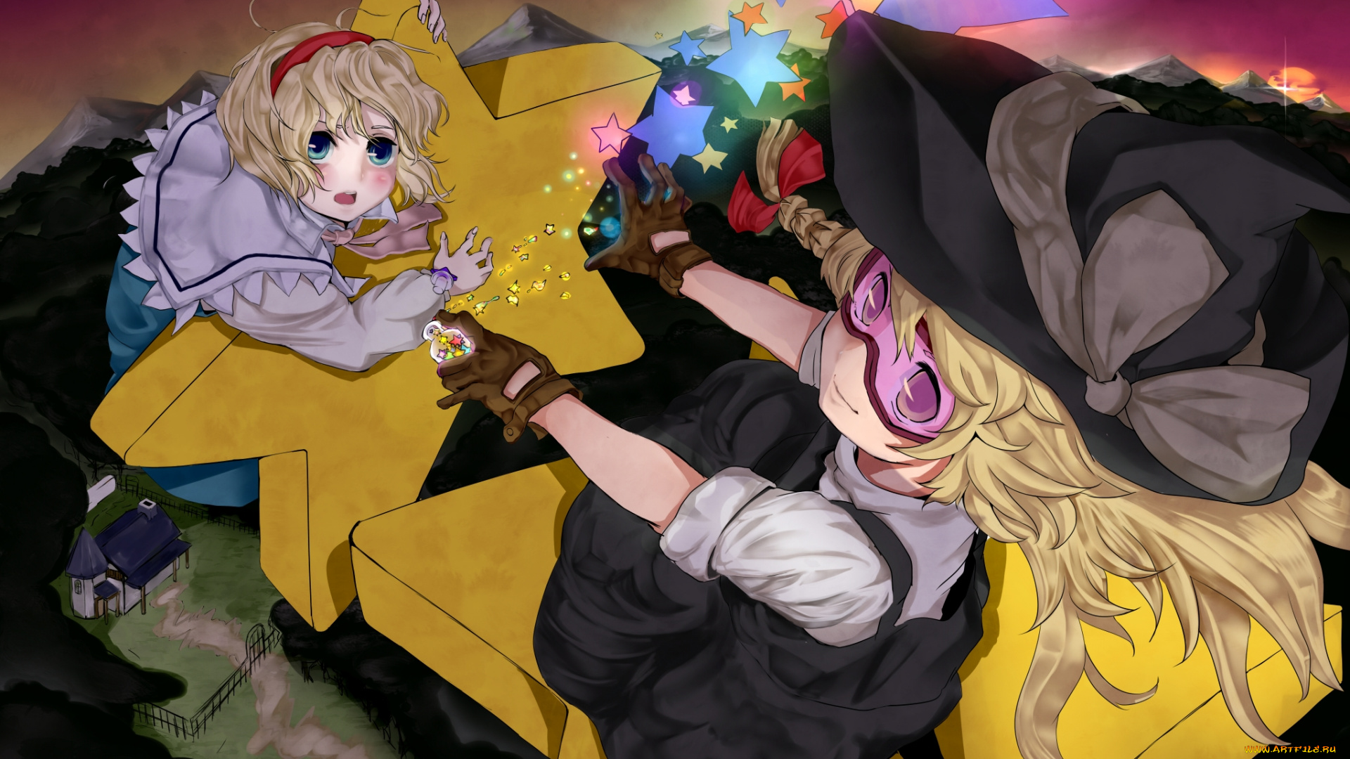 аниме, touhou, alice, margatroid, kirisame, marisa