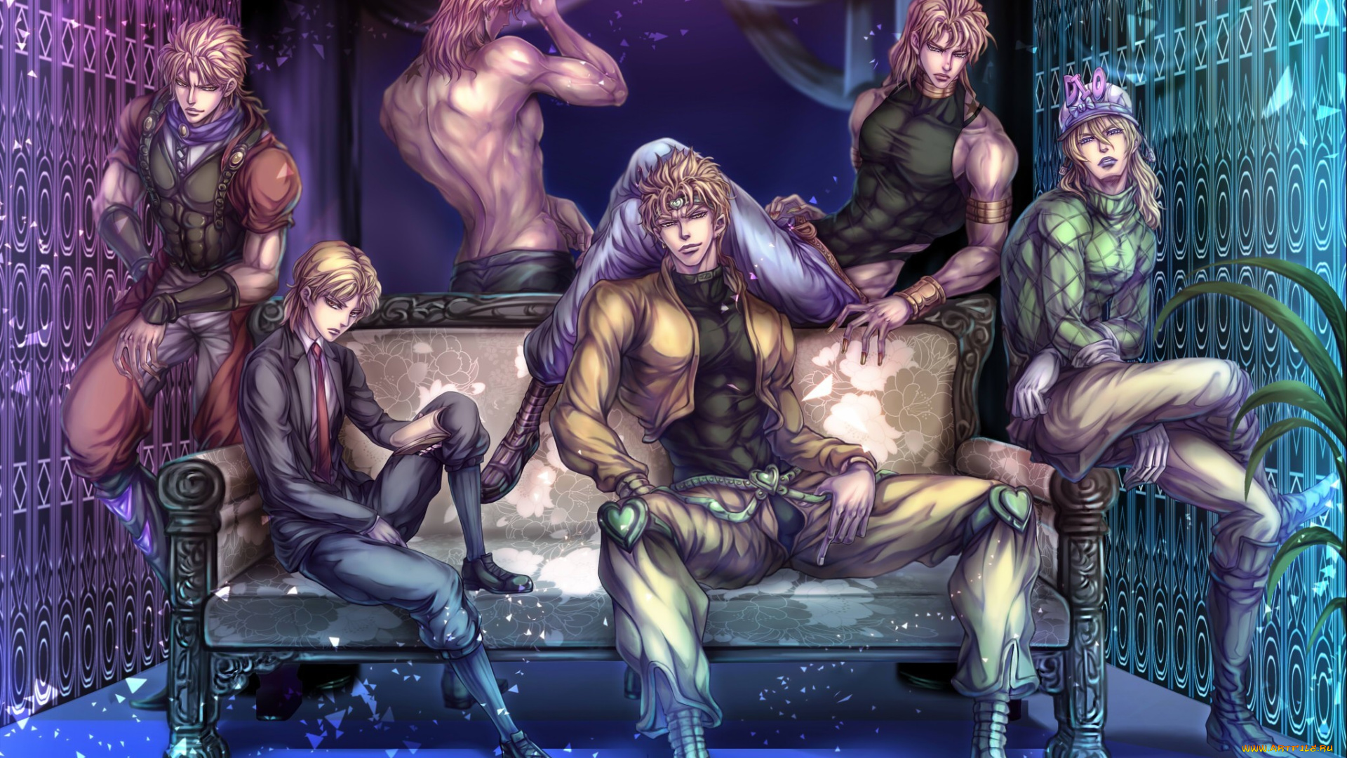 аниме, *unknown, другое, диван, jojos, bizarre, adventure, dio, brando, парни