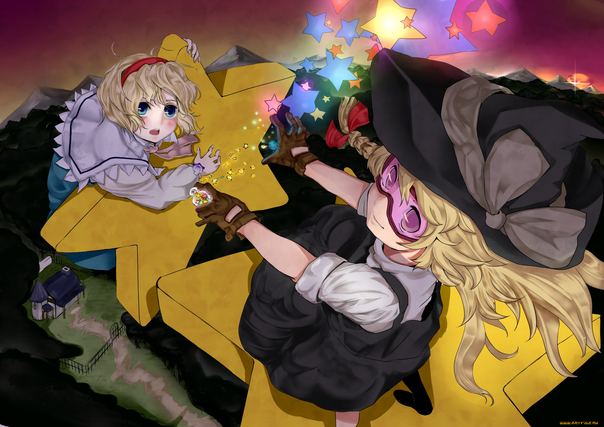 аниме, touhou, alice, margatroid, kirisame, marisa