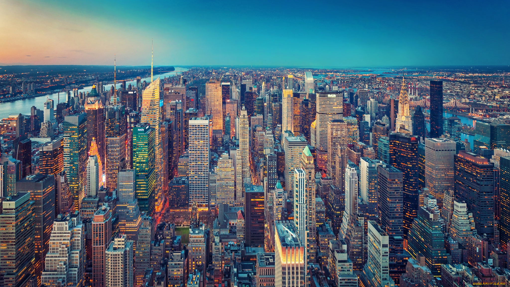 города, нью, йорк, сша, панорама, небоскребы