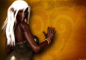 Картинка 3д+графика fantasy+ фантазия ханаан взгляд стена девушка эльфийка