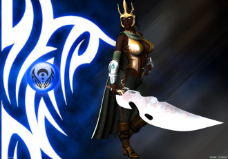 Картинка 3д+графика fantasy+ фантазия символ ханаан девушка меч