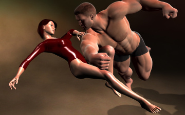 Картинка 3д+графика fantasy+ фантазия драка мужчина девушка