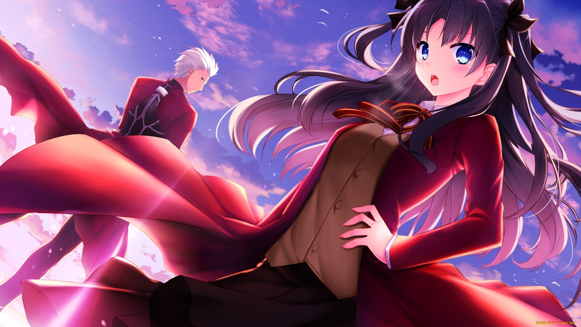 аниме, fate, stay, night, tohsaka, rin, archer, stay, night, kaho, okashii