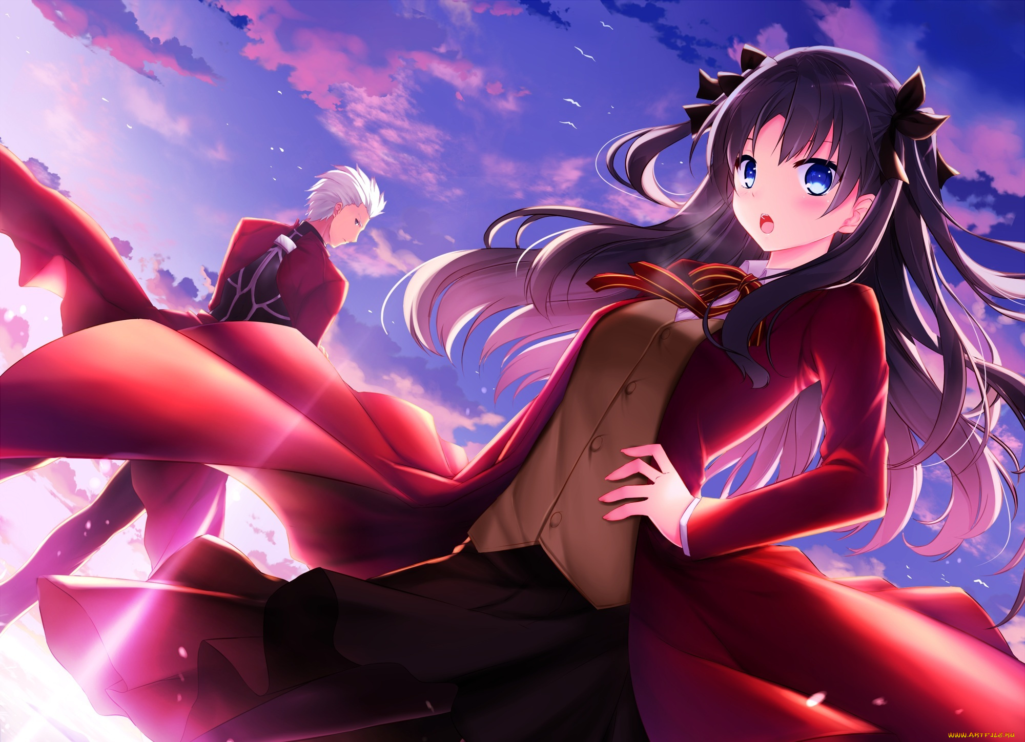 аниме, fate, stay, night, tohsaka, rin, archer, stay, night, kaho, okashii