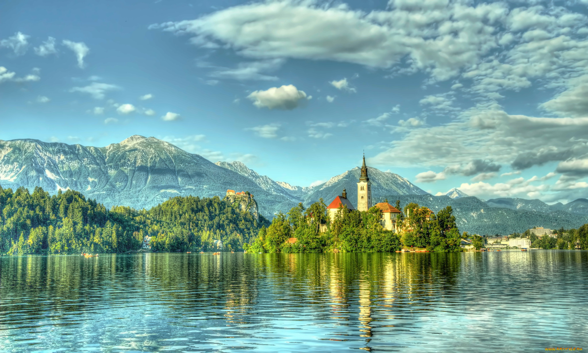 slovenia, города, -, пейзажи, горы, озеро, остров, замок