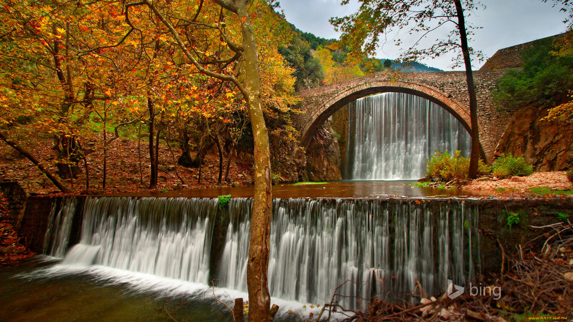 природа, водопады, поток, камни