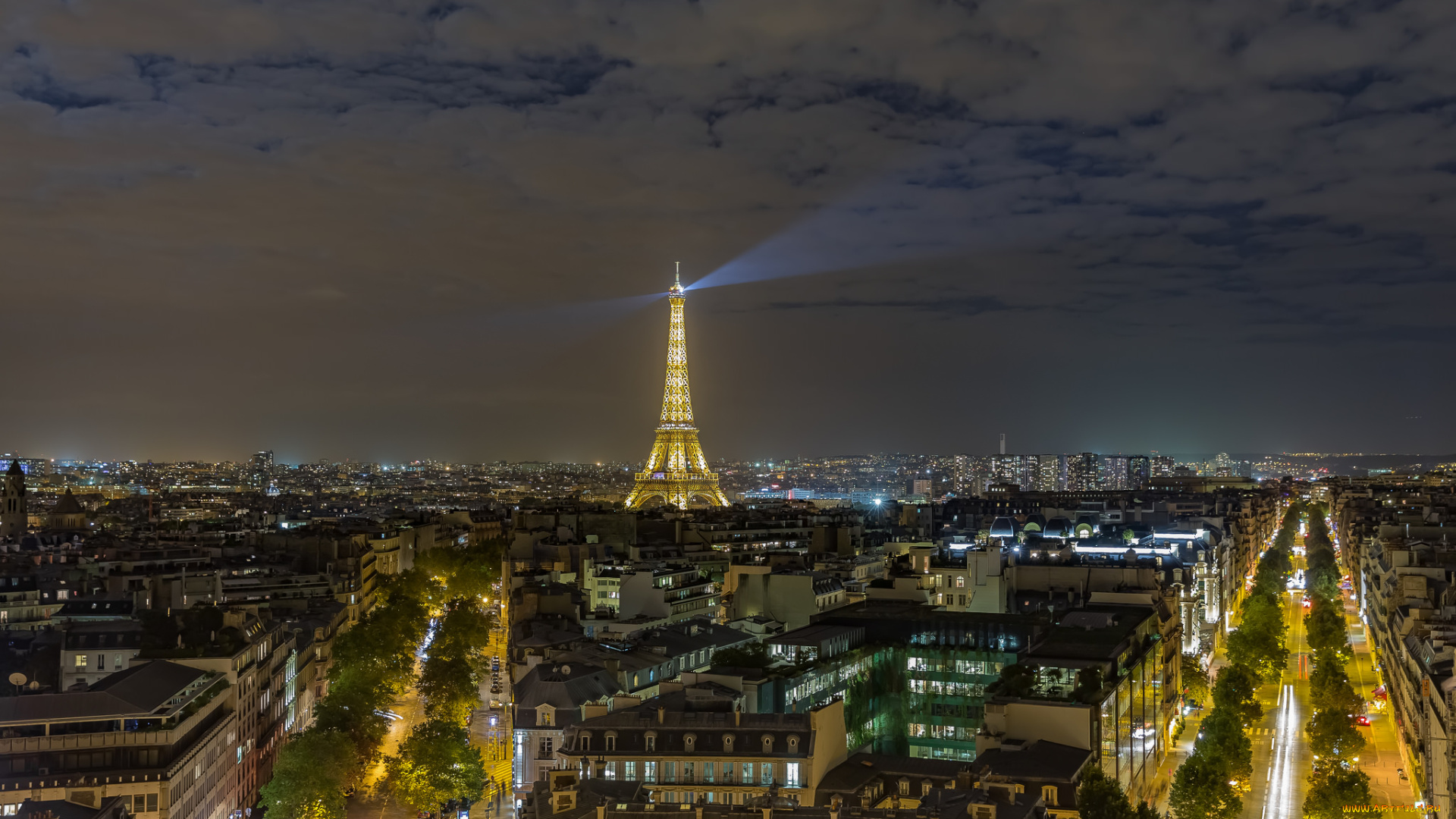 eiffel, tower, города, париж, , франция, панорама, огни, ночь
