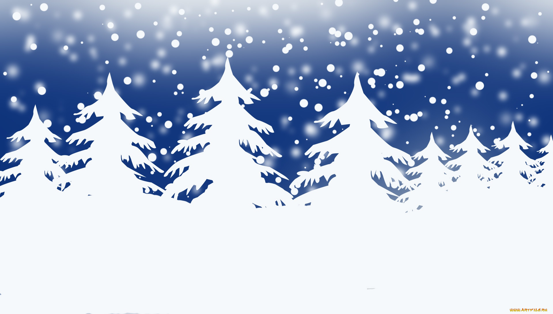векторная, графика, природа, , nature, деревья, снег