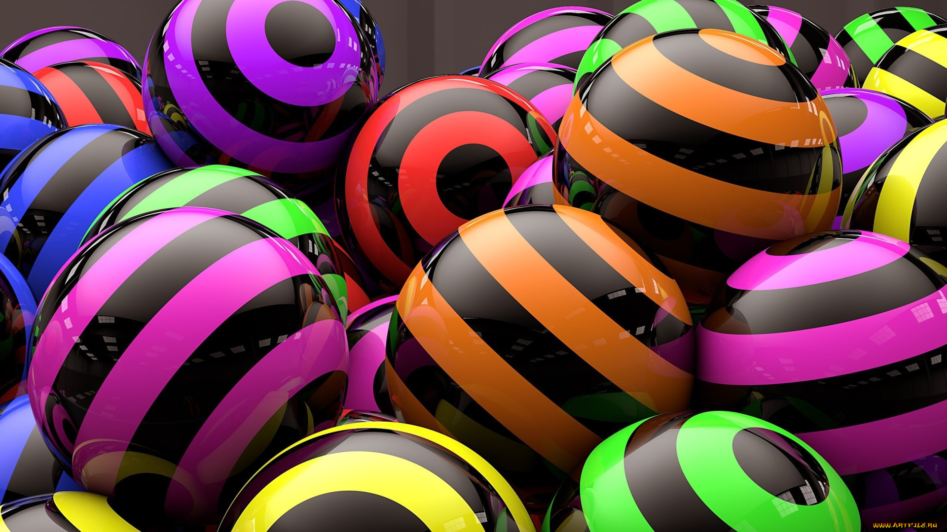 3д, графика, шары, , balls, куча, полосы, шары
