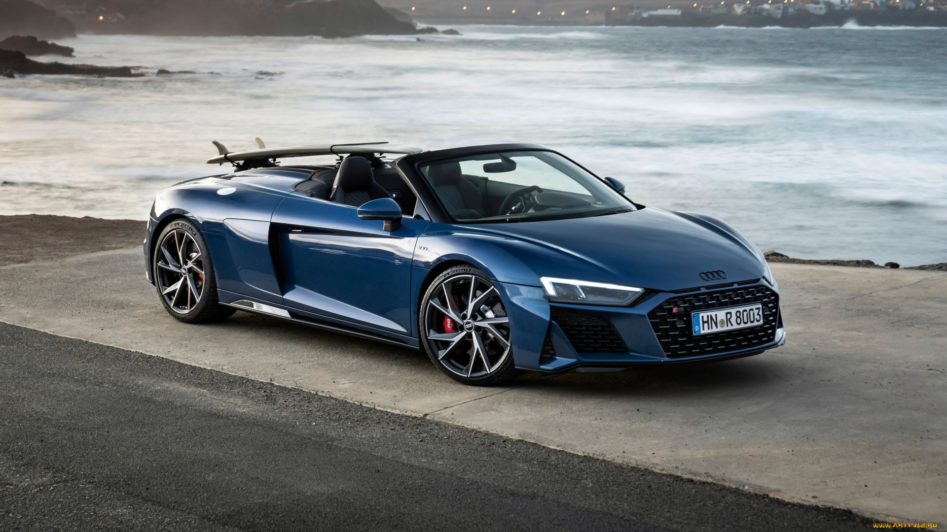 audi, r8, spyder, v10, performance, rwd, 2021, автомобили, audi, r8, spyder, v10, performance, rwd, кабриолет, ауди, побережье