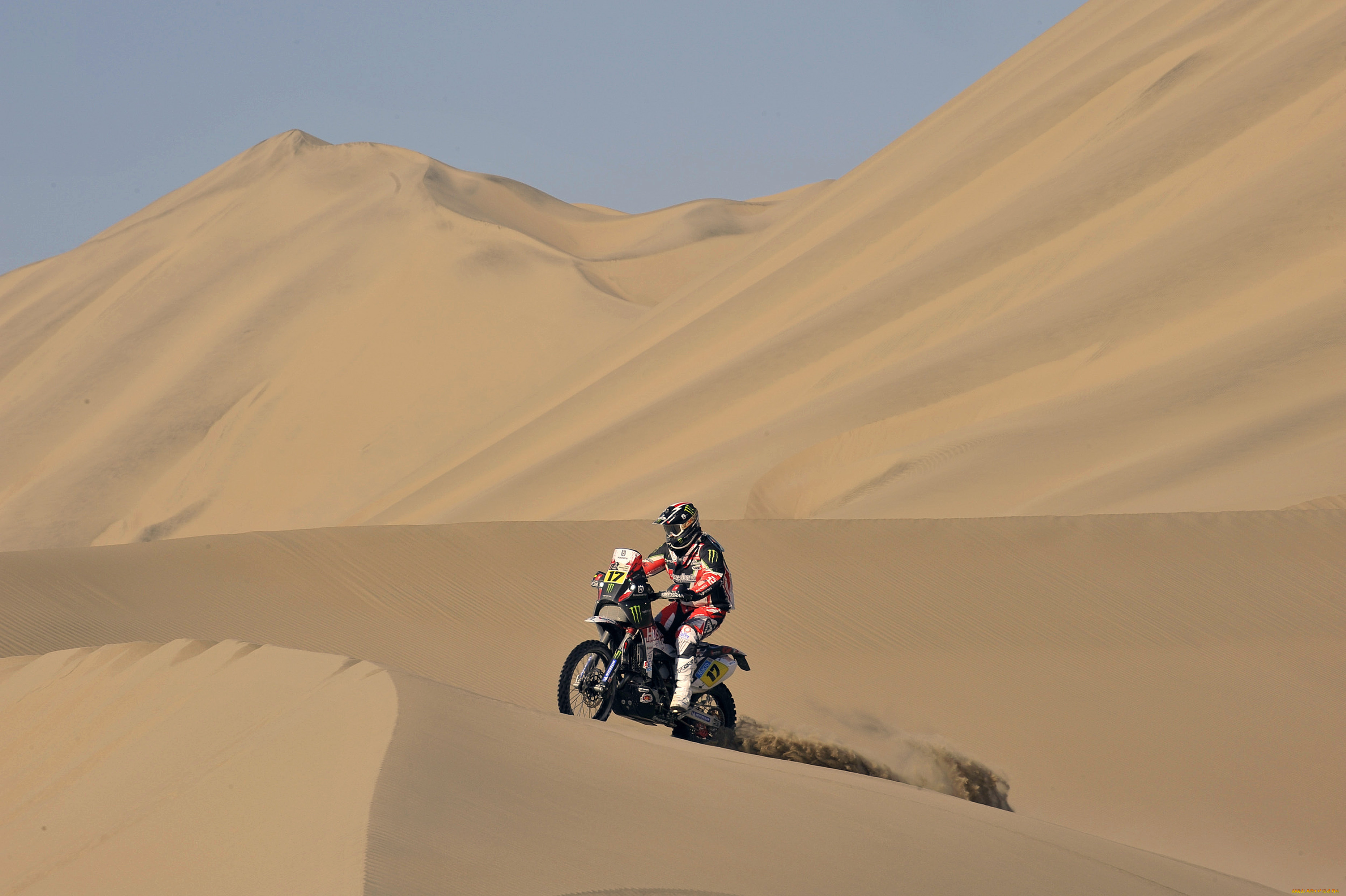 спорт, мотокросс, жара, небо, пустыня, мото, дюна, песок, мотоцикл, dakar