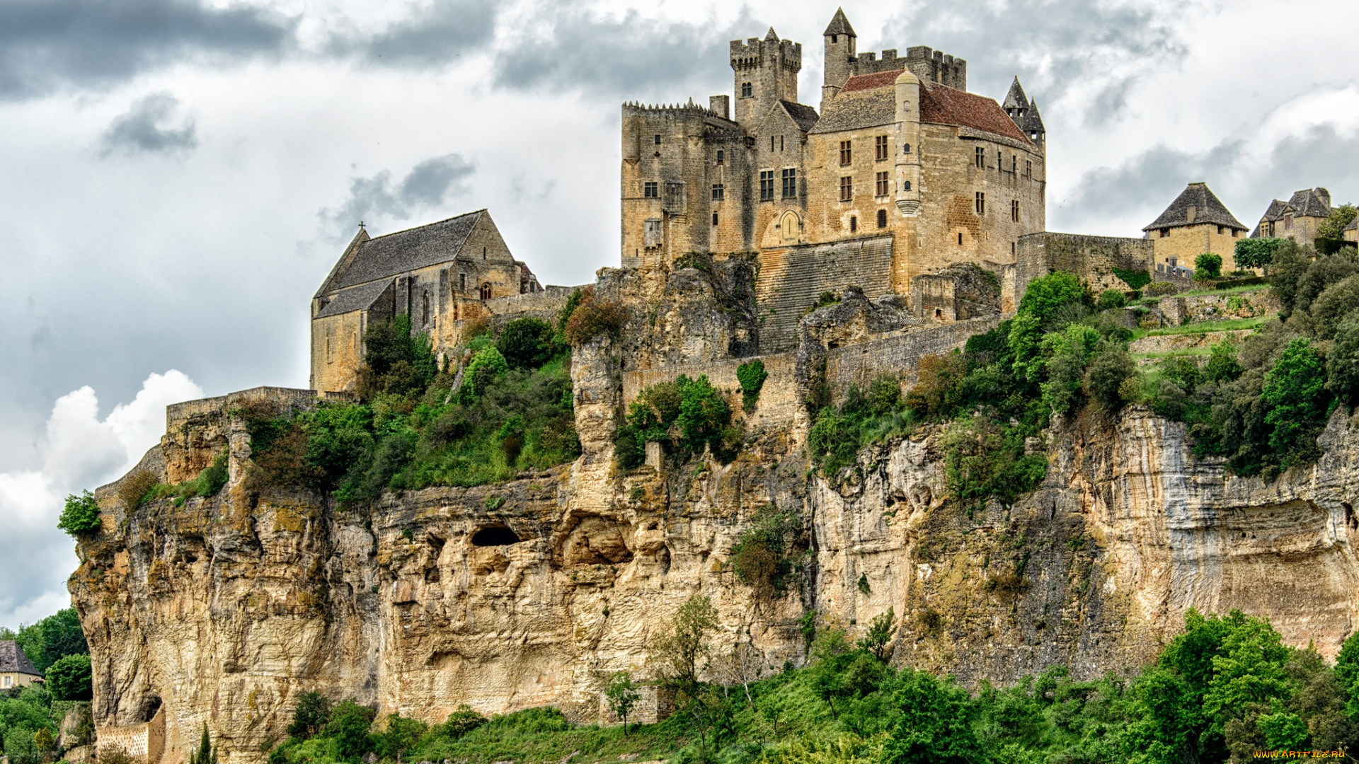 chateau, de, beynac, , france, города, замки, франции, обрыв, скалы, растительность, замок