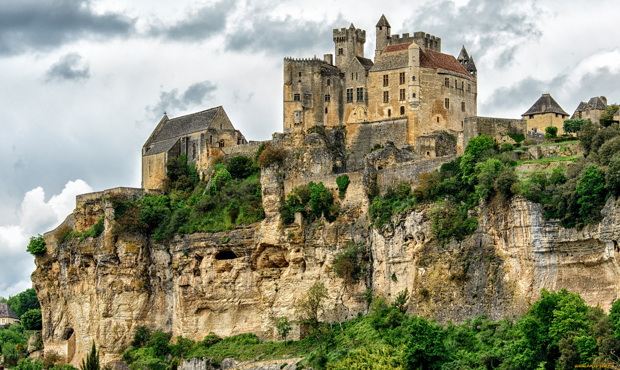 chateau, de, beynac, , france, города, замки, франции, обрыв, скалы, растительность, замок