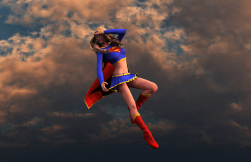Картинка 3д+графика фантазия+ fantasy супермен взгляд фон девушка