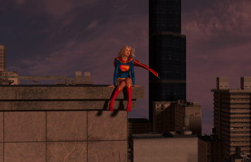 Картинка 3д+графика фантазия+ fantasy взгляд фон девушка супермен