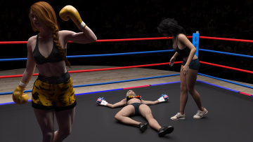 Картинка 3д+графика спорт+ sport взгляд девушки бокс ринг фон