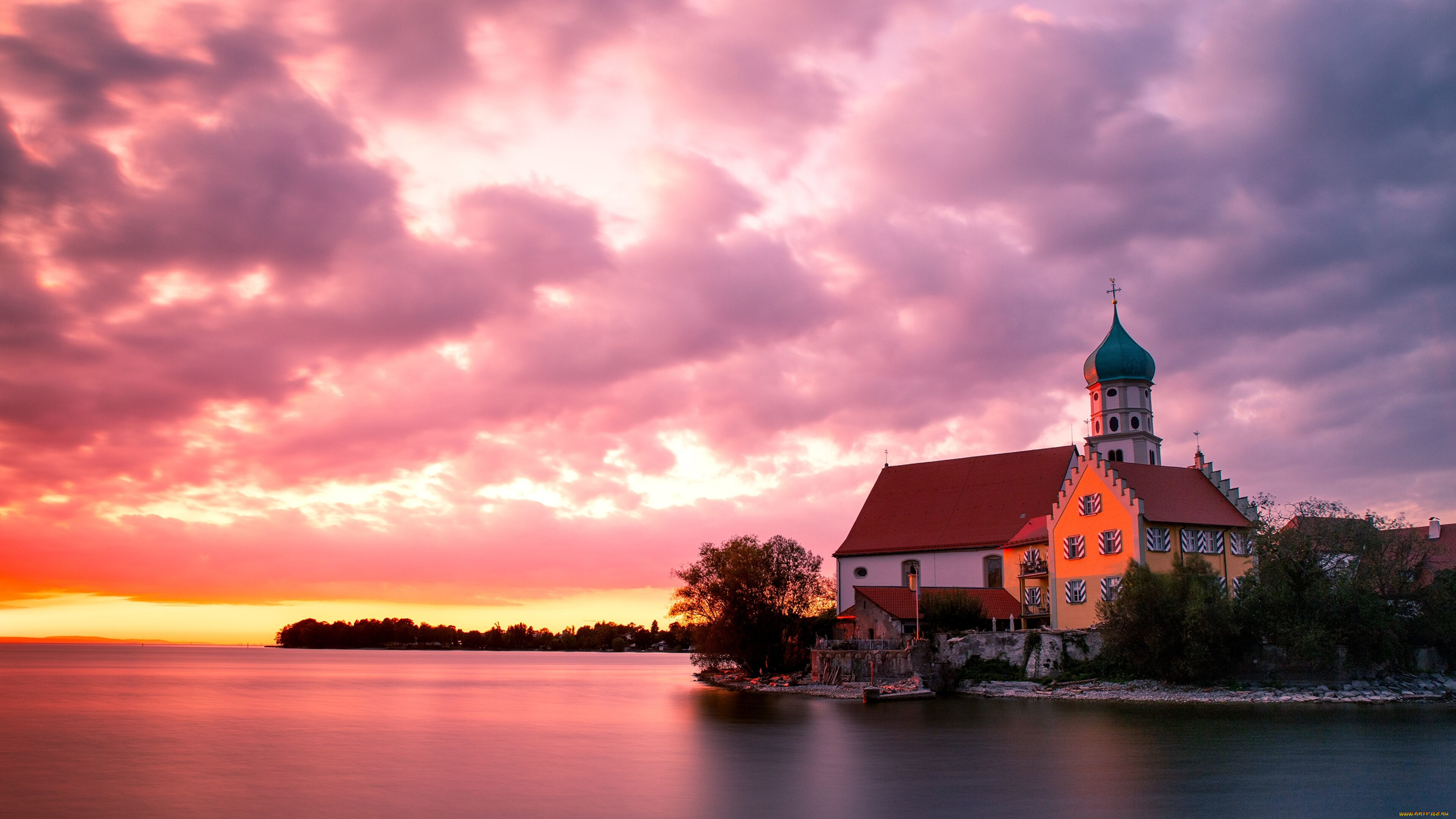 baroque, church, of, st, , george, in, wasserburg, , lake, constance, города, -, православные, церкви, , монастыри, архитектура, церковь, германия, побережье