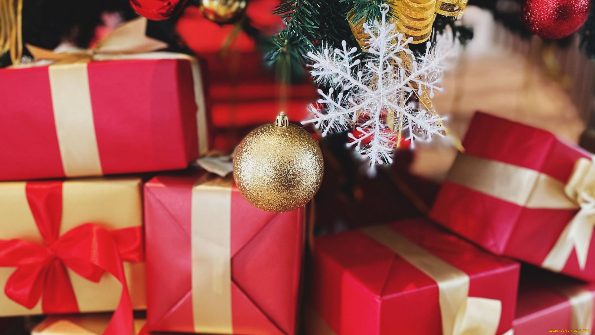 праздничные, подарки, и, коробочки, шарик, снежинка, коробки, подарки