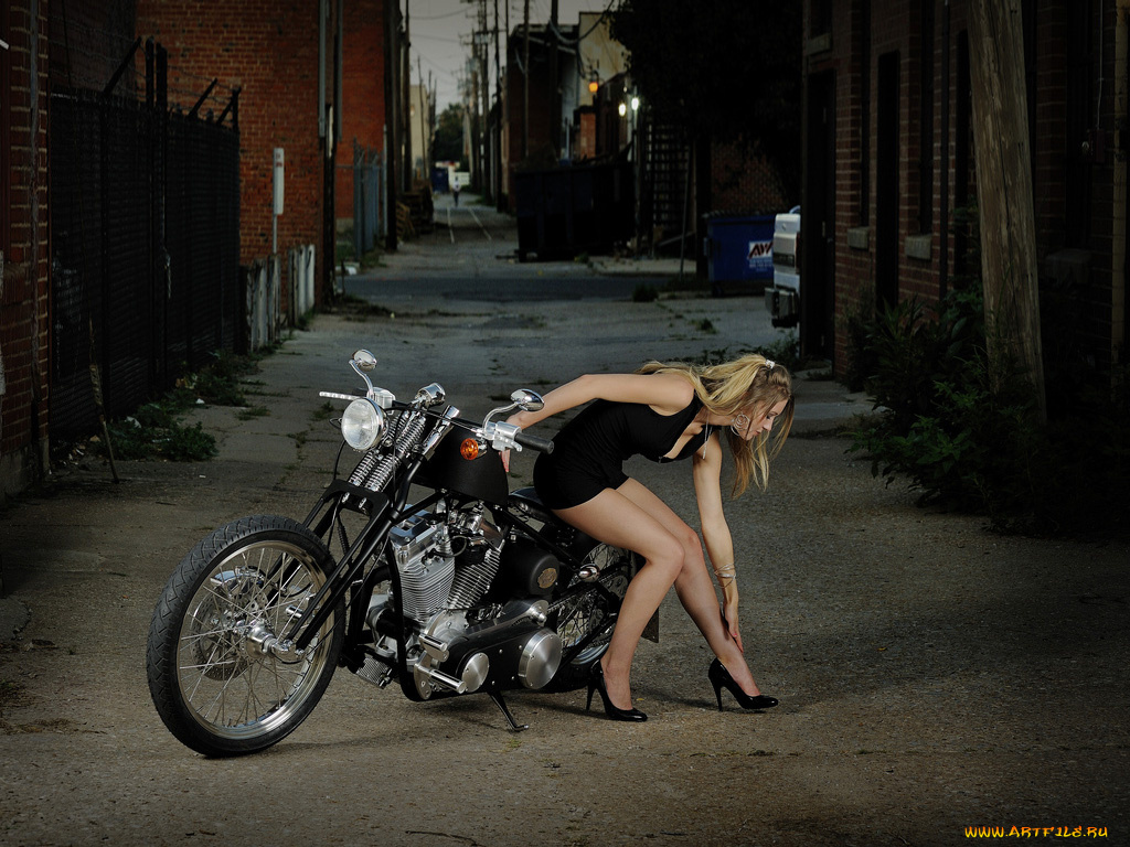 мотоциклы, мото, девушкой