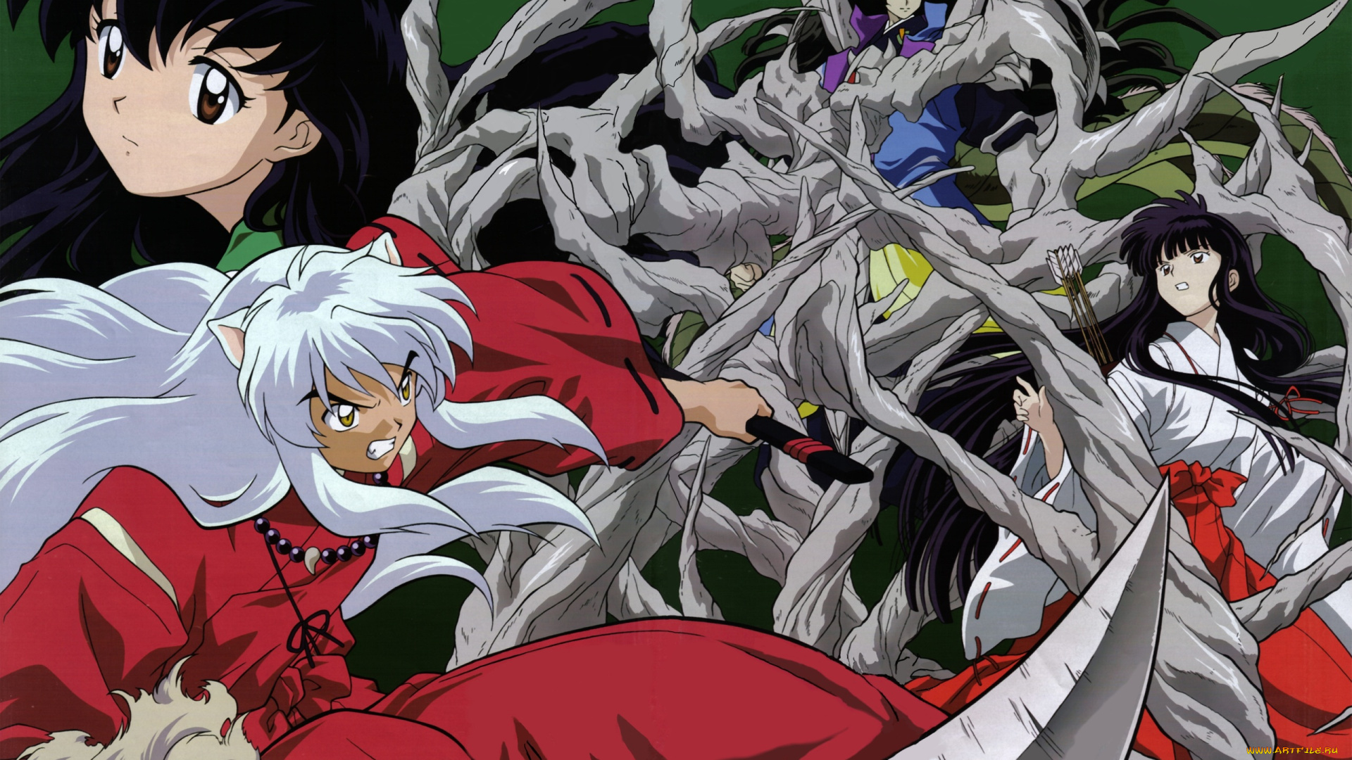 аниме, inuyasha, higurashi, kagome, naraku