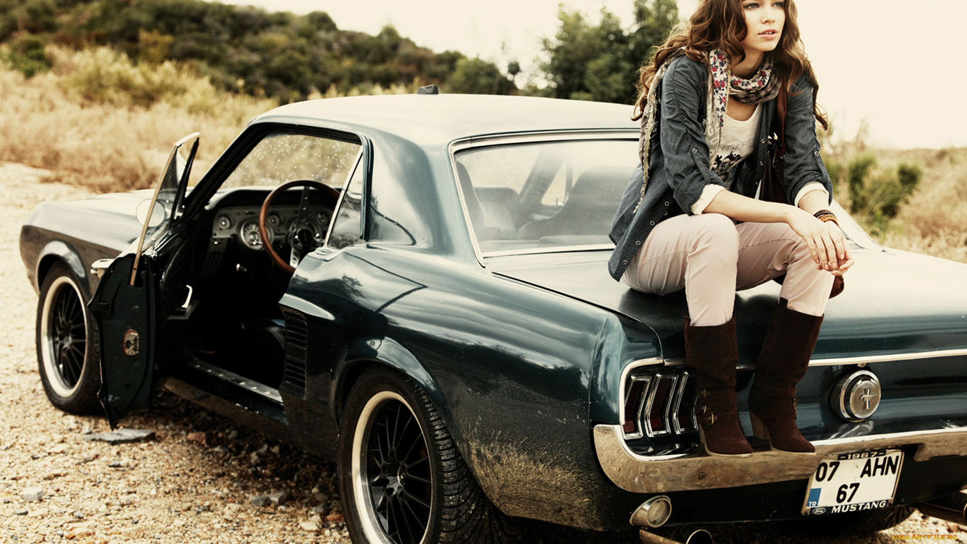 автомобили, авто, девушками, mustang, автомобиль, модель, девушка, 1967, год, ford