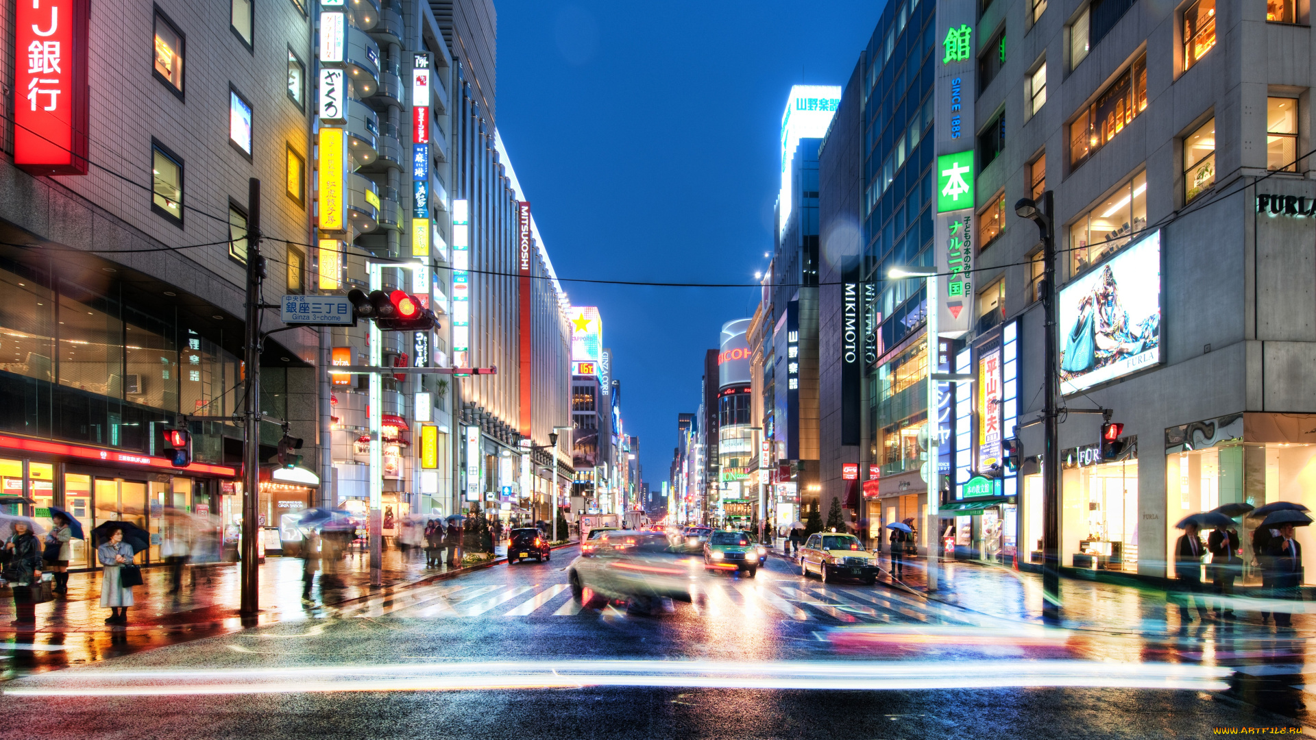 города, токио, Япония, ночь, движение, мегаполис