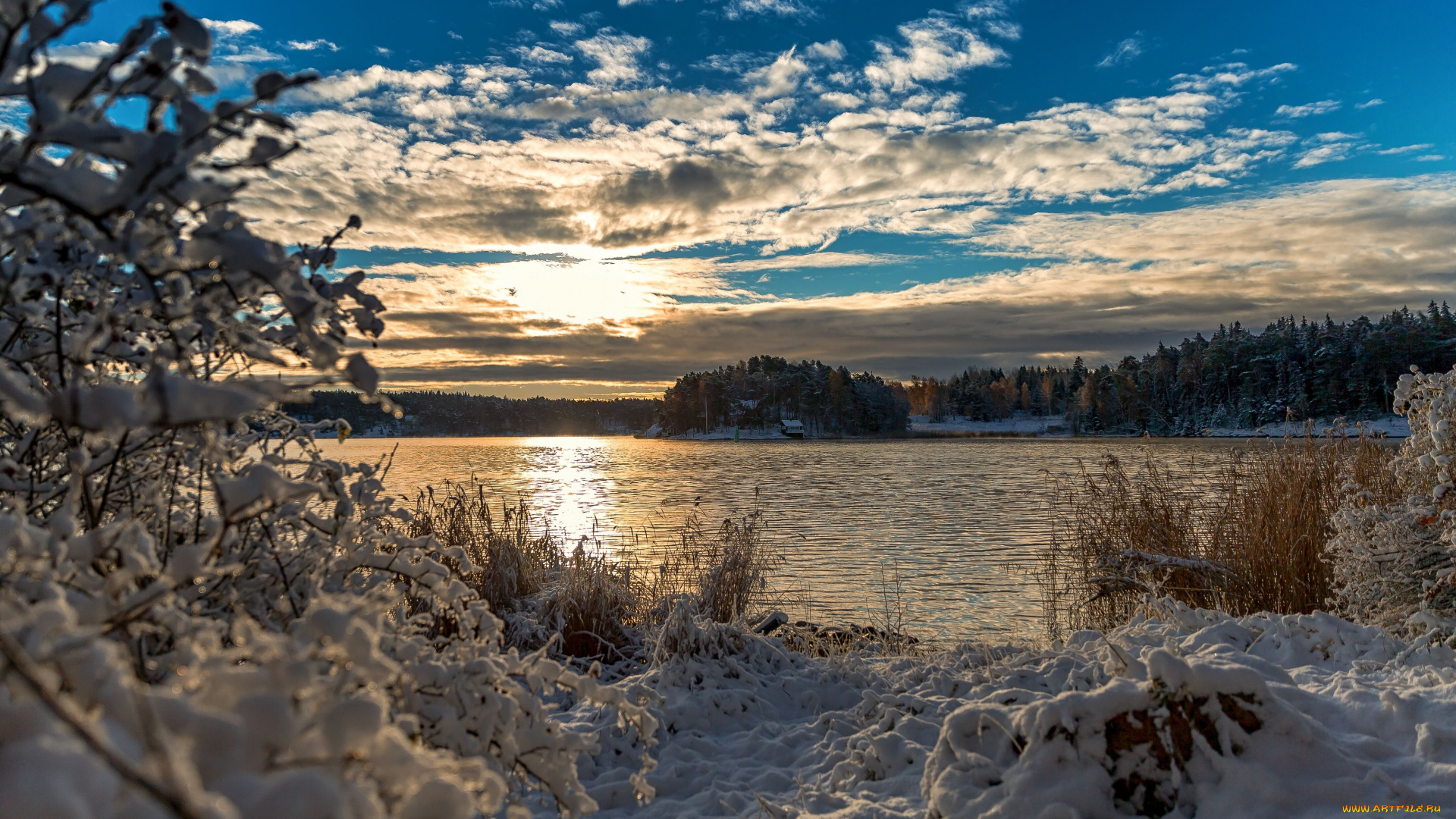 природа, зима, балтийское, море, финляндия, снег