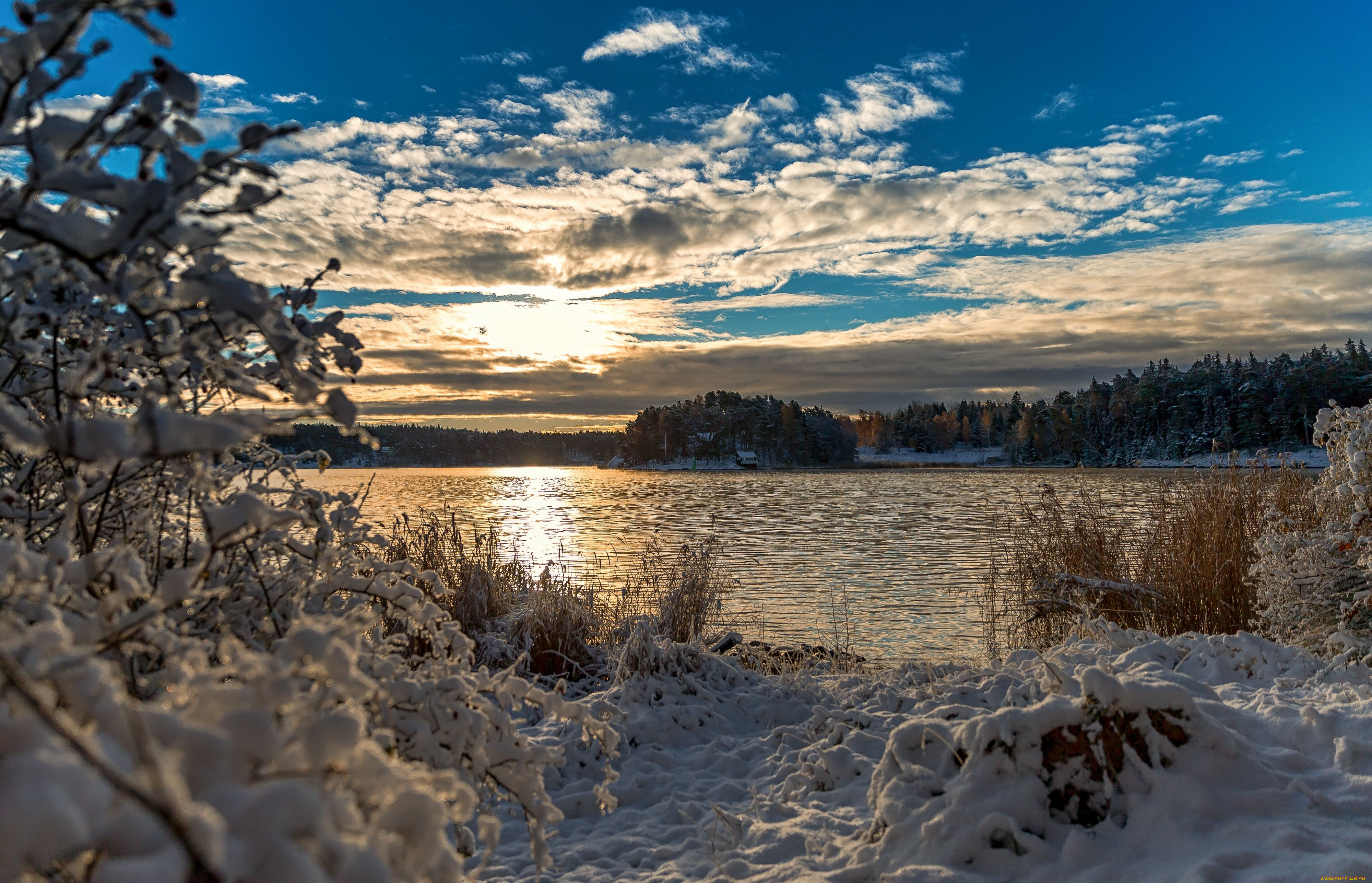природа, зима, балтийское, море, финляндия, снег