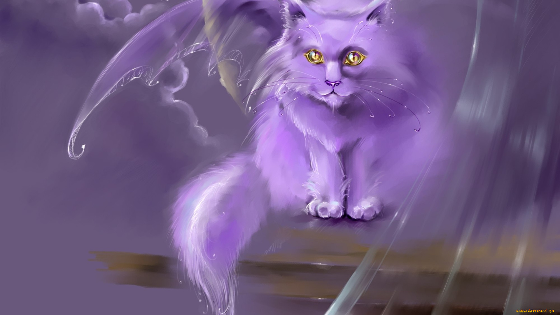 Фиолетовый кот арт