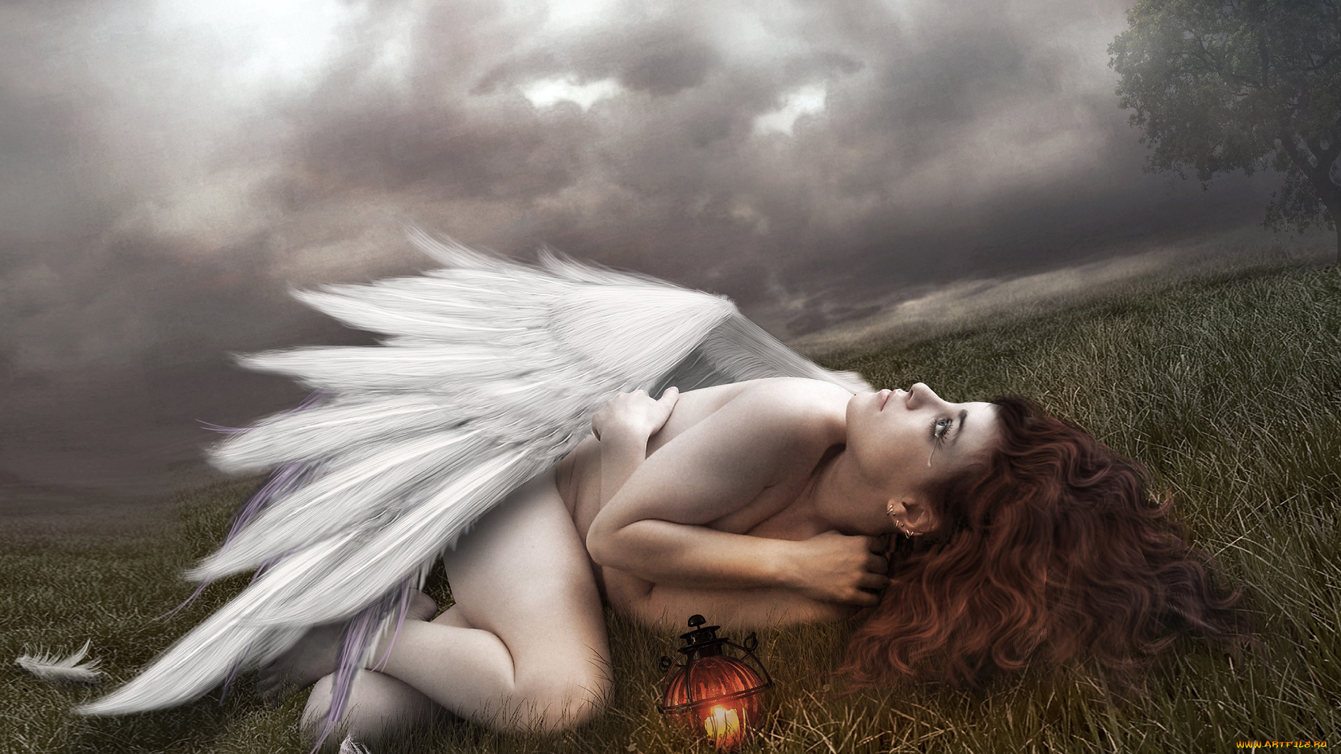 фэнтези, ангелы, ангел, крылья, белый, слёзы, перья, девушка