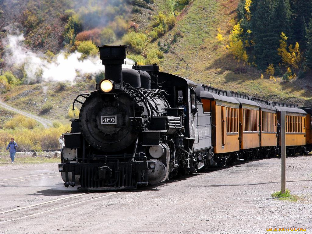 durango, silverton, train, arriving, in, техника, паровозы