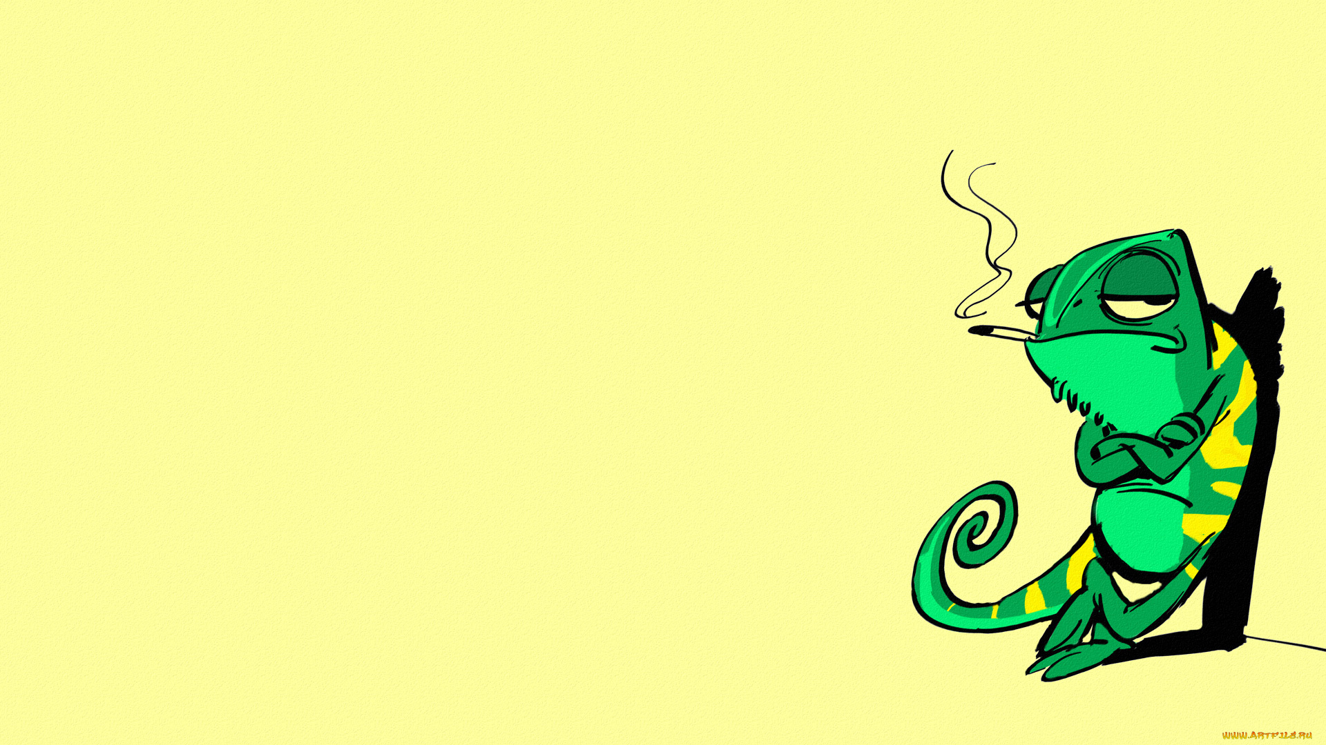 рисованные, минимализм, сигарета, зеленый, chameleon, серьезный, хамелеон