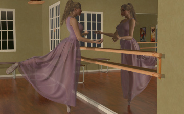 Картинка 3д+графика people+ люди зеркало зал балерина девушка