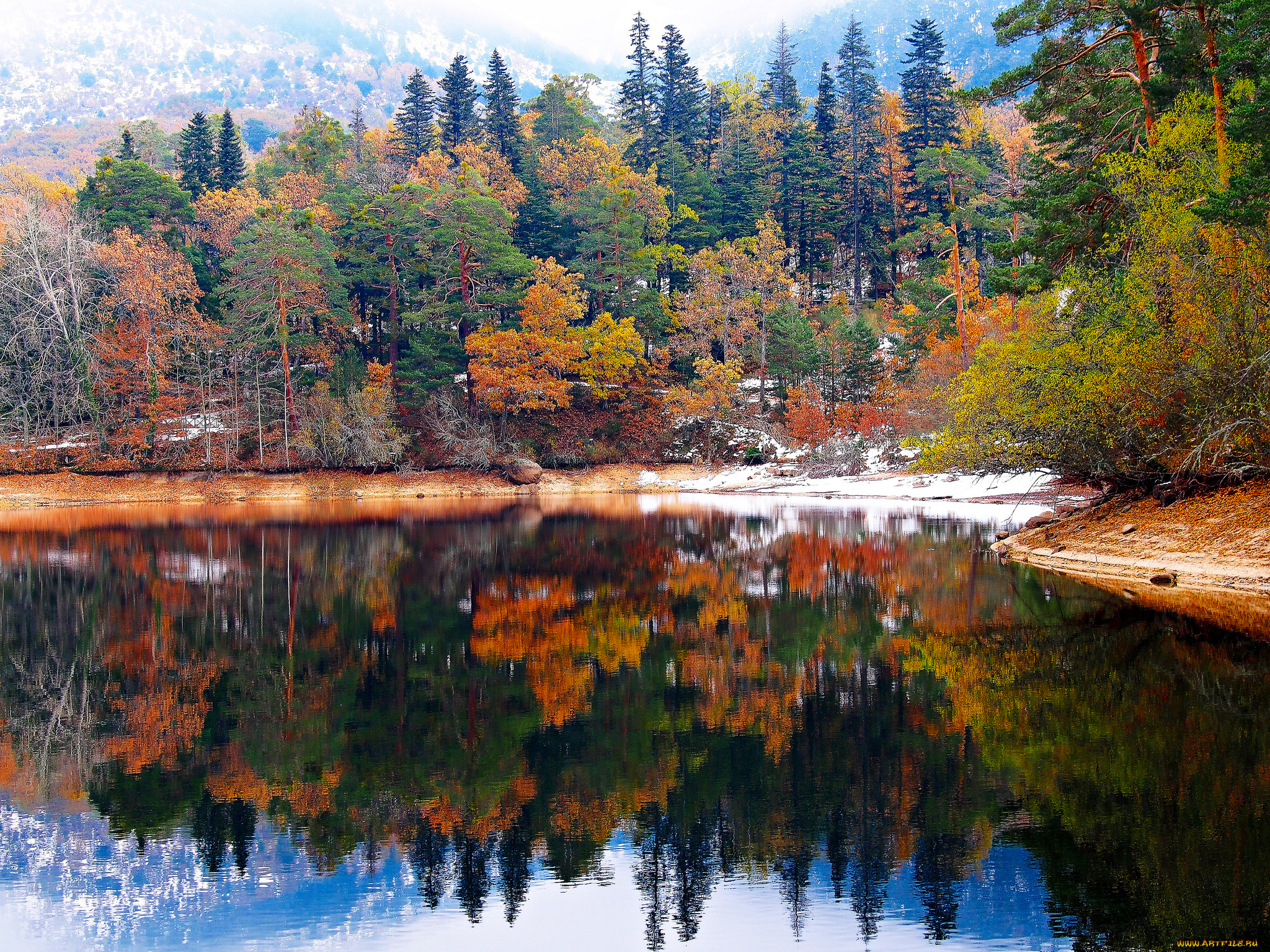 природа, реки, озера, лес, озеро, отражение, осень