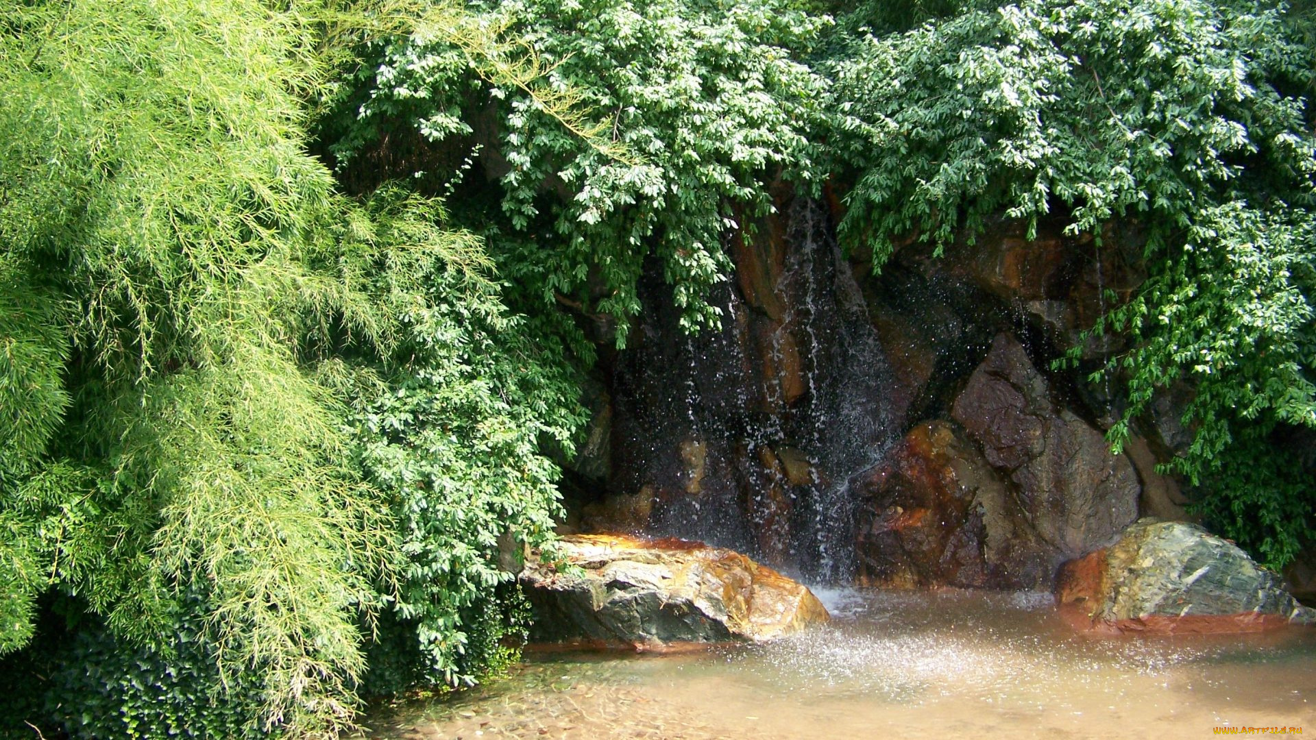 природа, водопады, вода, зелень, камни