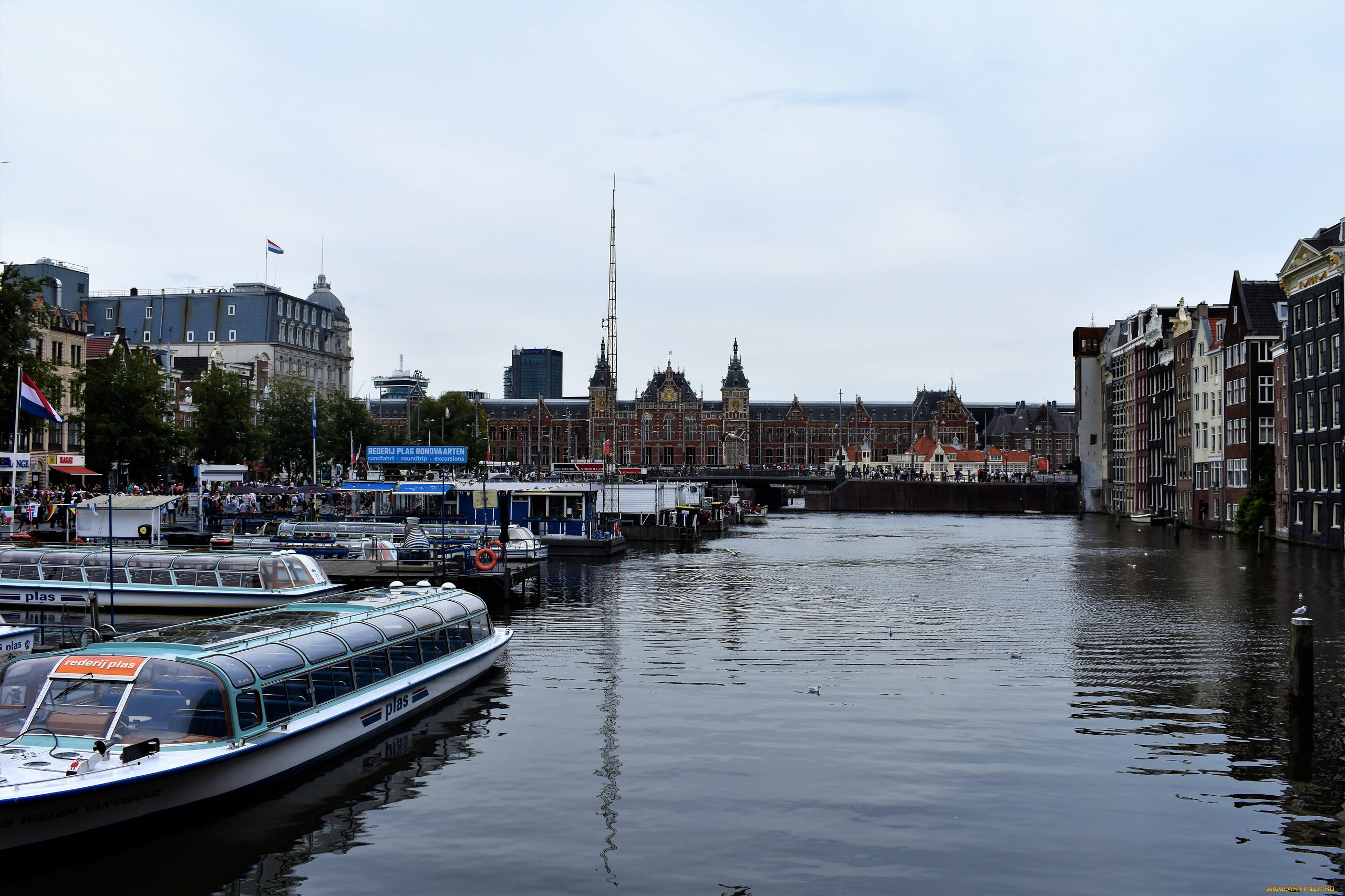 города, амстердам, , нидерланды, канал, здания