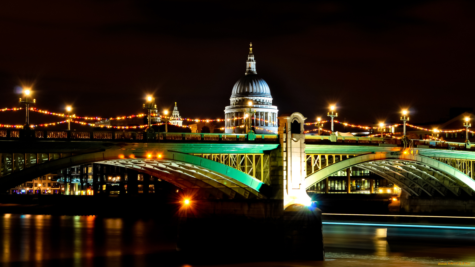города, лондон, великобритания, темза, hdr, ночь, река, мост