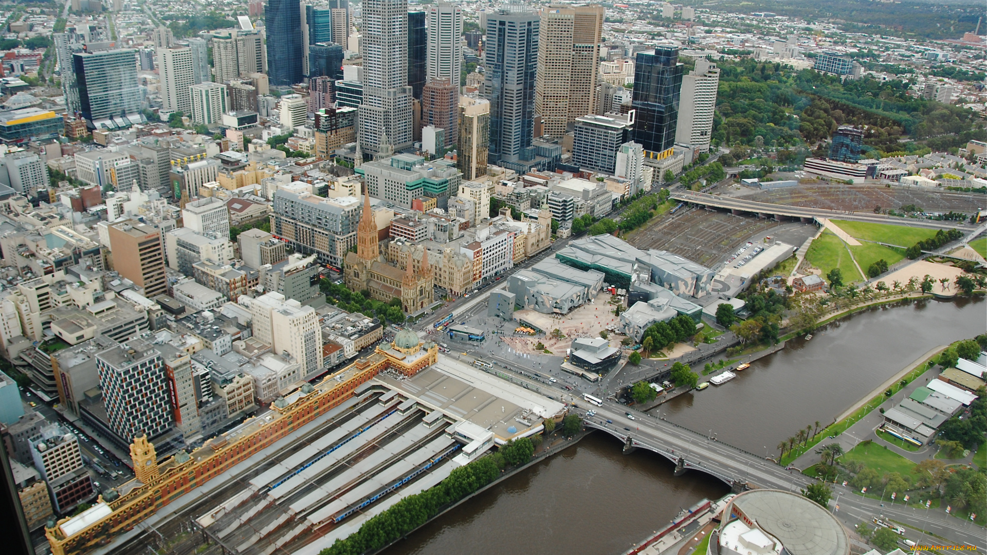 melbourne, australia, города, панорамы, мост, река, здания