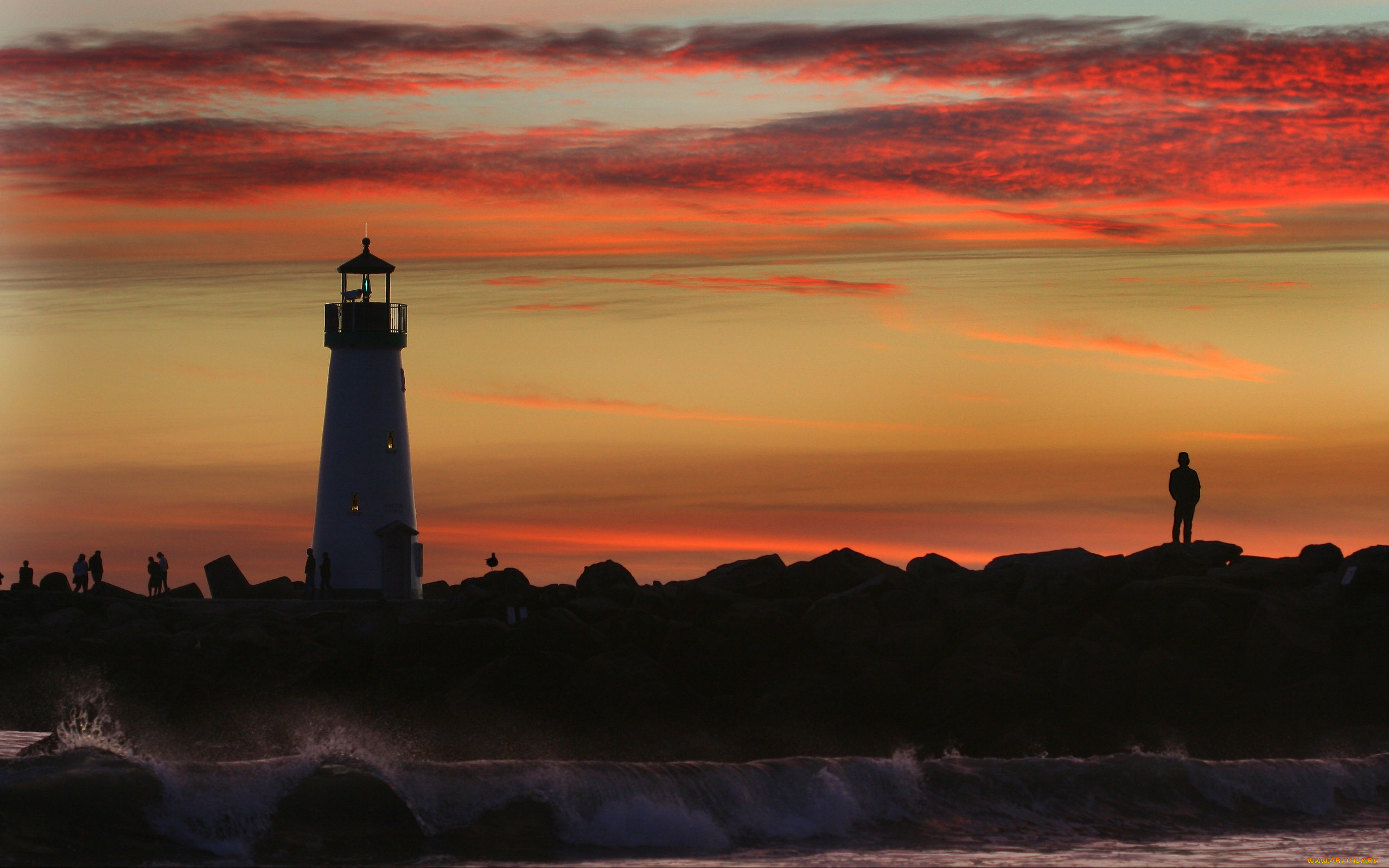 santa, cruz, lighthouse, природа, маяки, вечер, закат, маяк