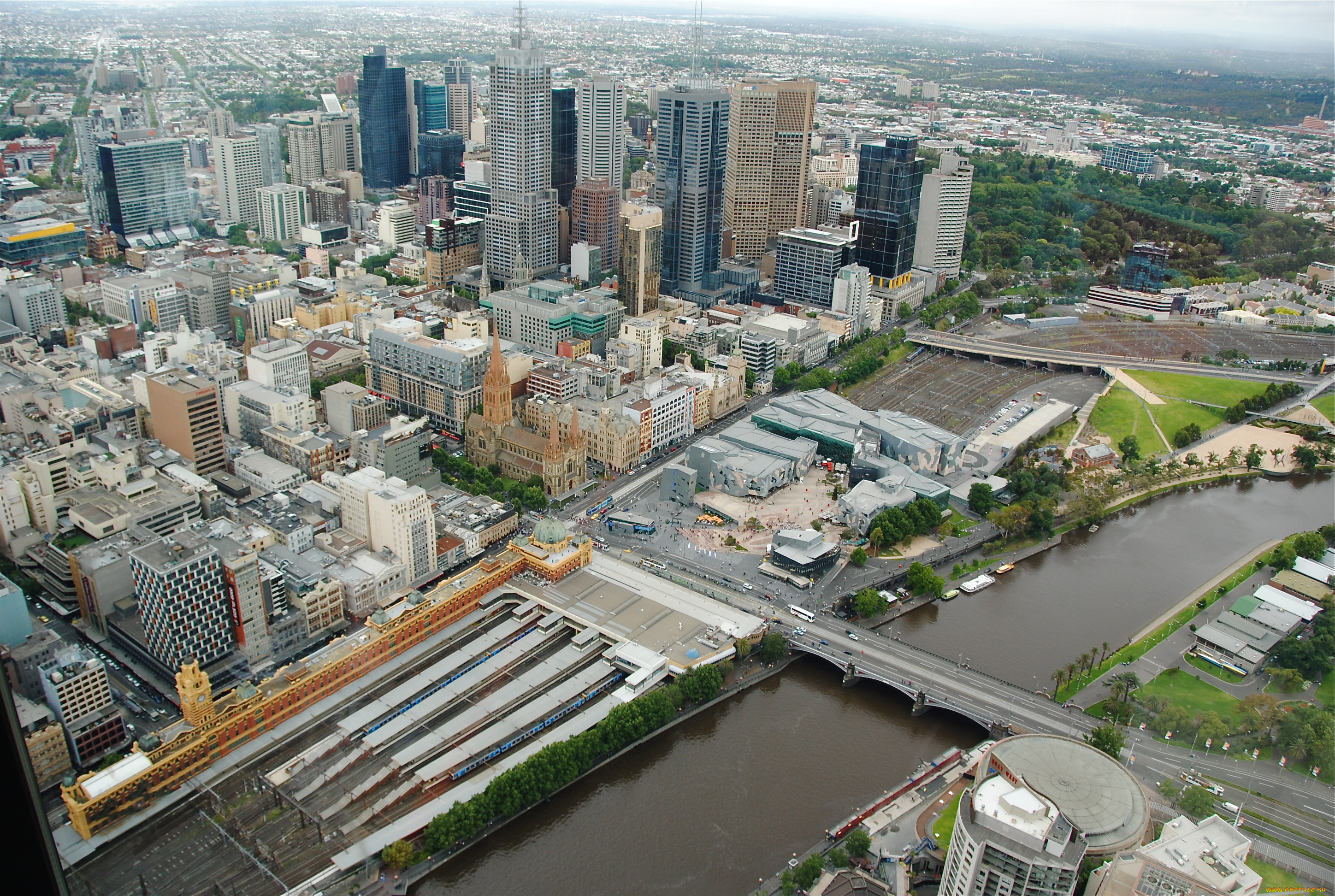 melbourne, australia, города, панорамы, мост, река, здания